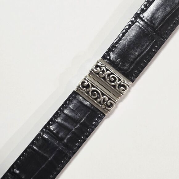Vintage Brighton Belt Black Brown Reversible Crocodile Leather L 34 #43102 EUC main image 6